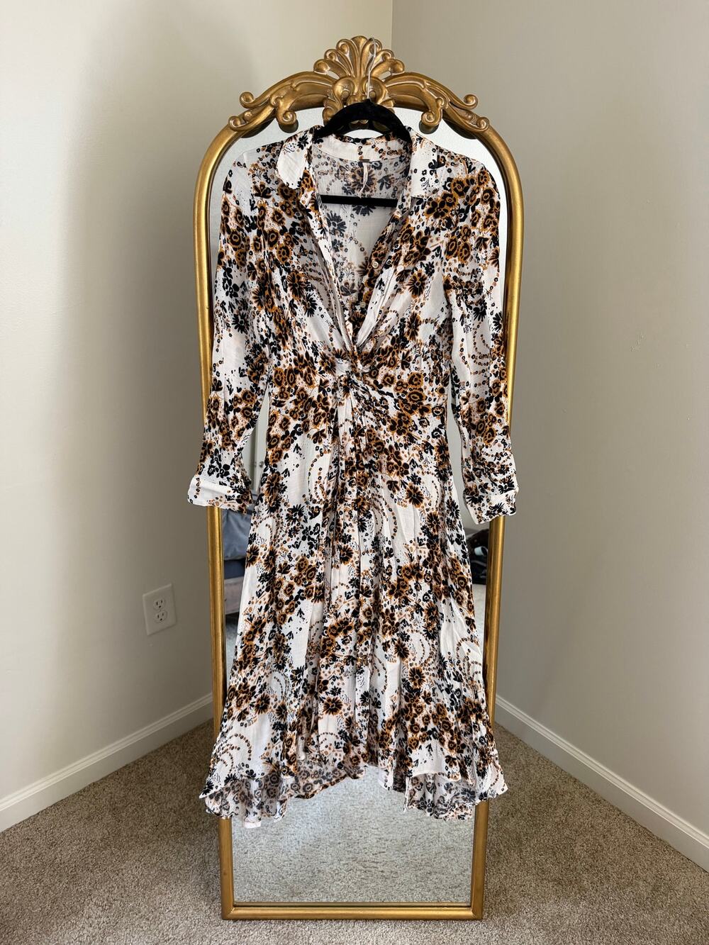 Free People Tough Love Floral Twist Front Long Sleeve Dress